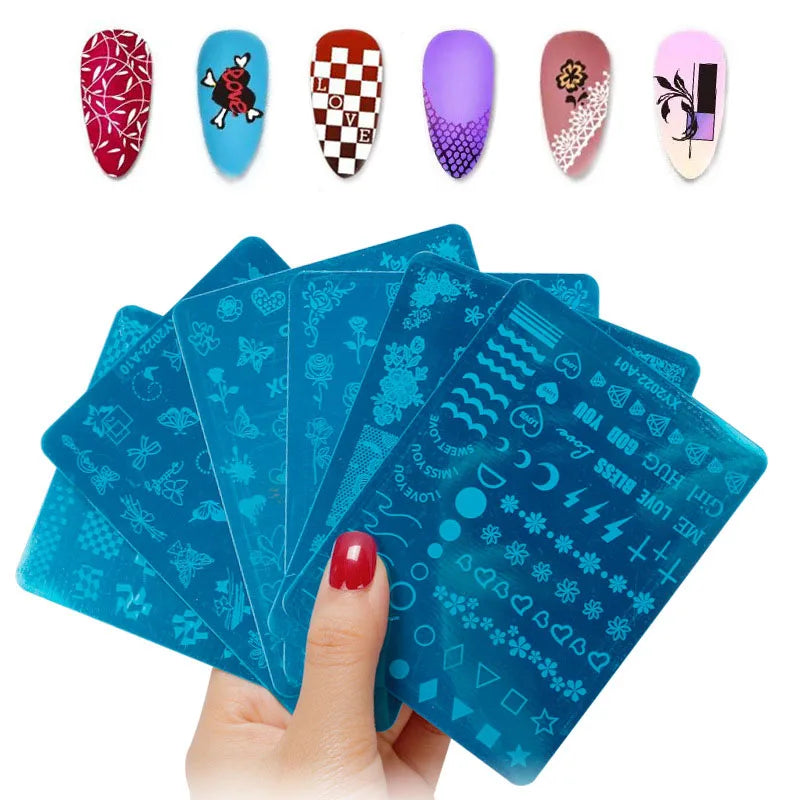 OEM/ODM Customizable 14pcs Nail Art Stamping Plates Professional Stainless Steel Hand-shaped Templates for Printing Nail