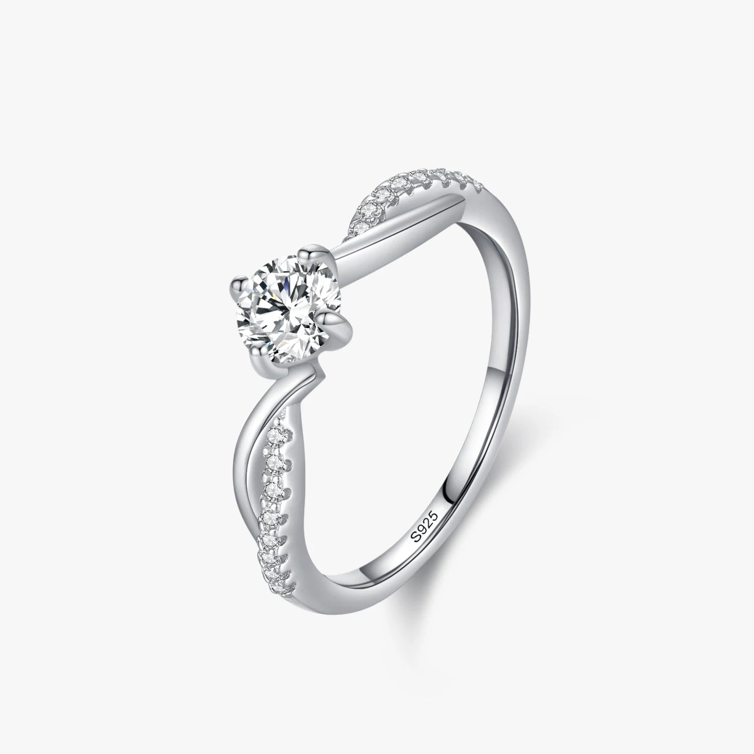 Ailmay Shining 925 Sterling Silver 1CT Clear CZ Wedding Finger Ring for Women Classic Luxury Engagement Accessories Jewelry Gift