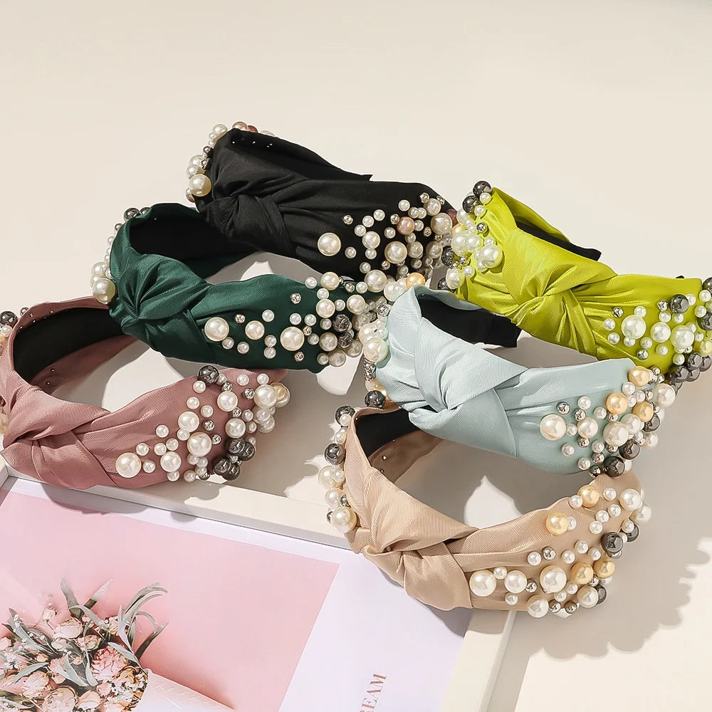 Women's New Knot Pearl Fabric Hair Band Fashion Bulk Hair Accessories Headband