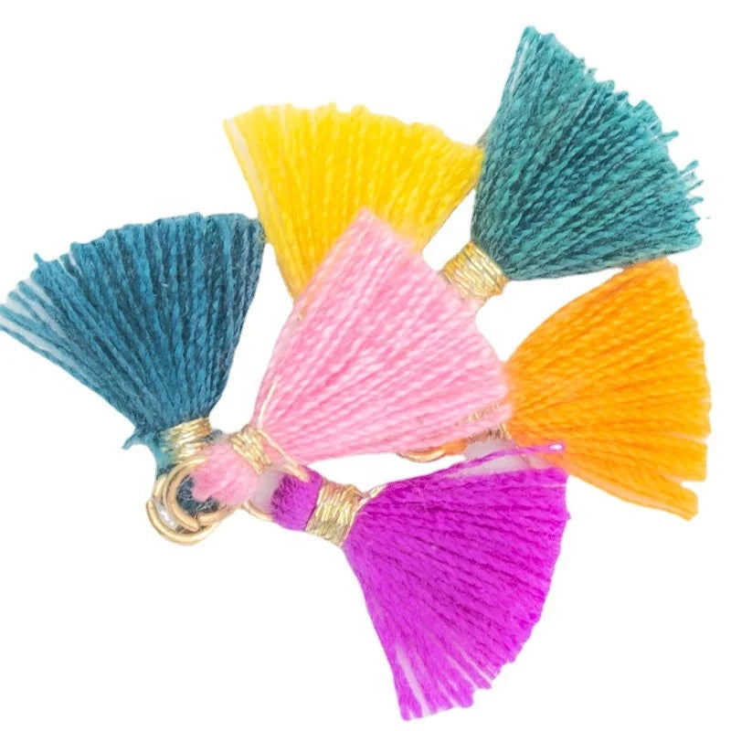 Wholesale Mini Tassel Fringe 1.2cm 100% Cotton in Various Colors for Home Textile Curtain Garment & Cellphone Decorative Use