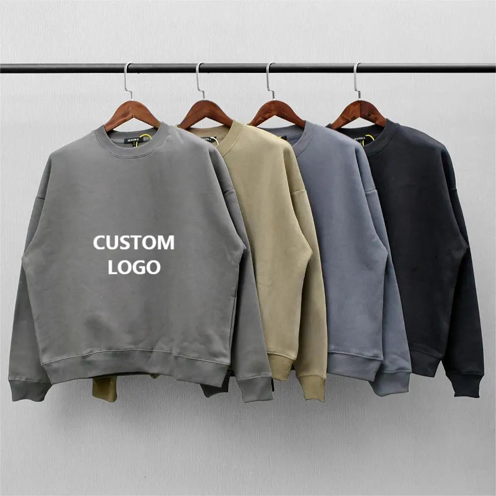 Wholesale Custom Logo Printed Embroidered Sweatshirt Cotton Crewneck Pullover Blank Plain Men's Hoodies Sweatshirt