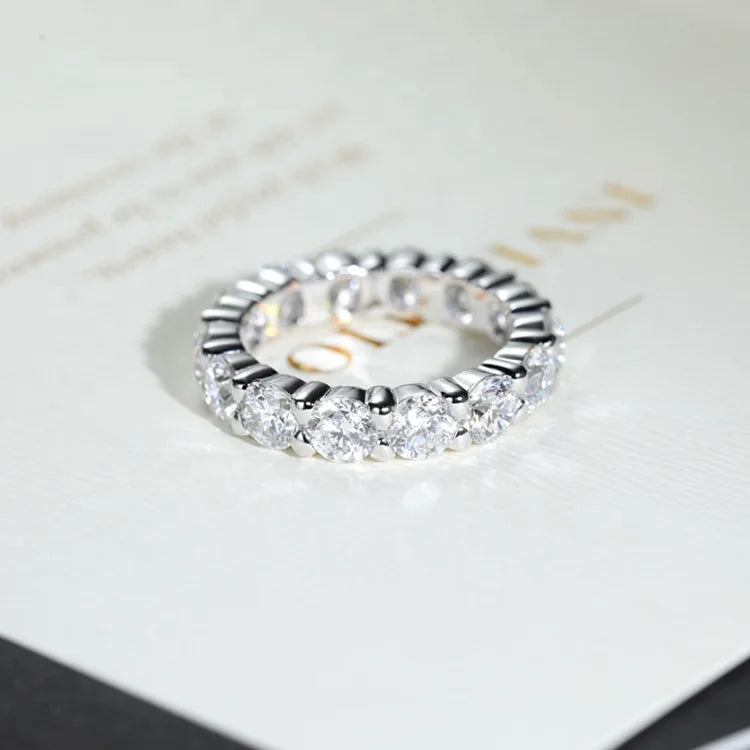 Lab Grown Created Synthetic  Diamond 0.15 Carat  Per Piece Within 18k Solid White Gold Full Diamond Eternity Tennis Ring