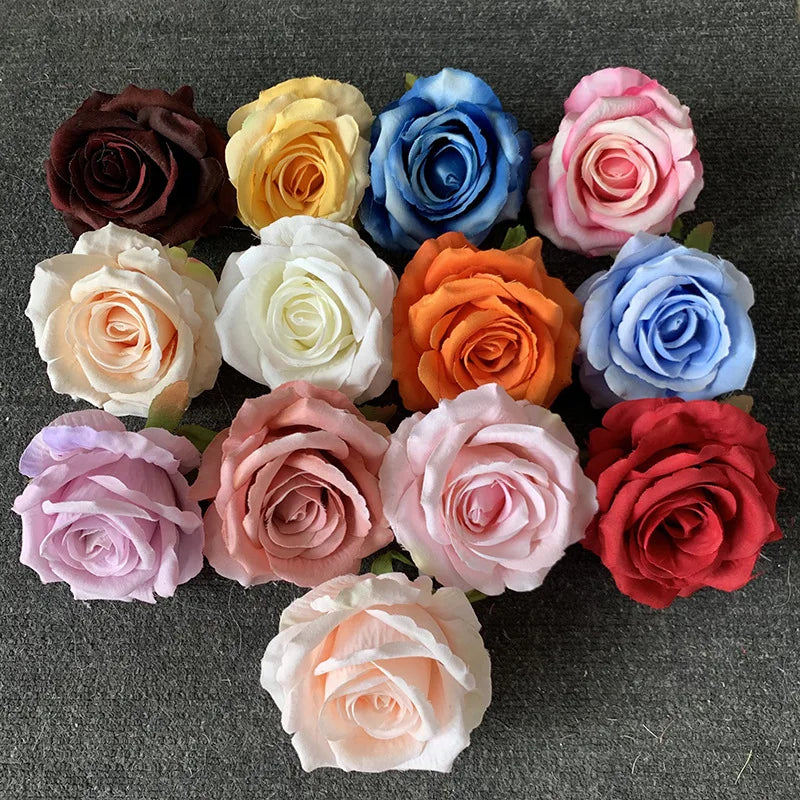 Yopin-1339 Artificial Handmade Red Silk Rose Flower Head for Wedding Decoration