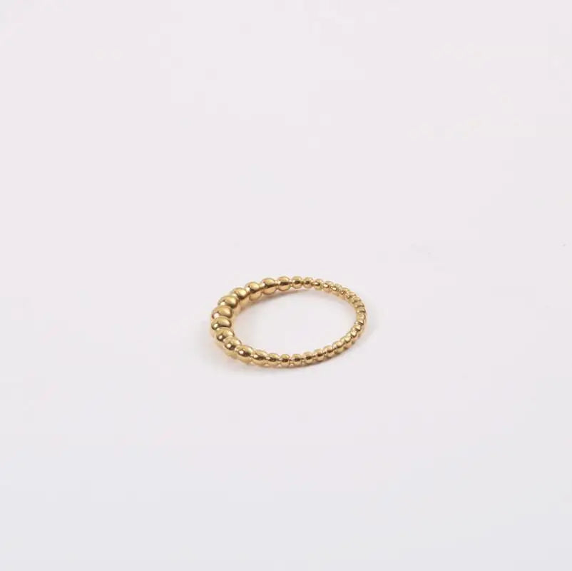 Classic Boho Minimalist Gold Plated Stainless Steel Ball Beaded Ring Girls Dainty Stacking Ring in Bohemian Style