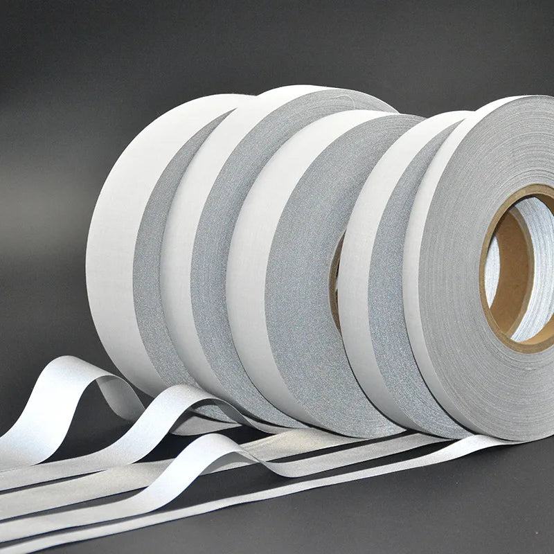 Y-Tape RW01 Silver T/C Polyester Flame Retardant High Visibility Reflective Washable Printable Fabric Tape 50m Sew-on for Sewing
