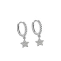 Cute Star Earrings for Women Girls 925 Sterling Silver White CZ Trendy Dangle Drop Hoops Gold Plated Fine Jewelry Set Wholesale