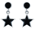 Fashion Delicate Ear Hook Black Round Star Glue Drop S925 Sterling Silver Women's Stud Hanging Earrings