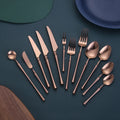 Stainless Steel Royal Premium Copper Cutlery Set Matte Rose Gold Flatware
