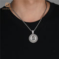 JWY Brass Egyptian Sphinx Round Necklace Pendant 18K Gold Plated Zircon Stone for Children Hip Hop Style