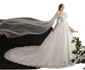 New Lace Strapless Flower Embroidery Sleeveless Long Train Tassel Wedding Dresses Bridal Main Wedding Dresses