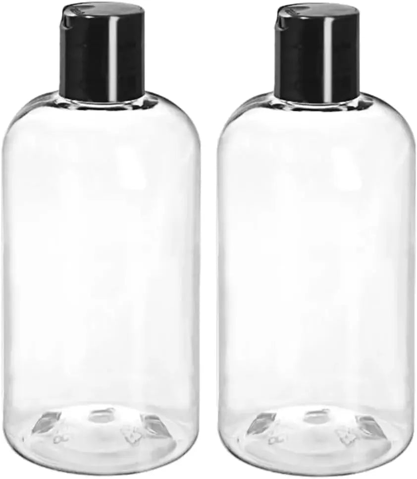 8 oz Empty Plastic Bottles with Black Disc Caps Reusable Leak-Proof Travel Squeeze Bottle for Shampoo Toiletries Liquid Soap