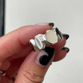 Geometric 925 Sterling Silver Irregular Stone Shape Open Rings for Girls Party Jewelry Gifts