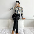 2023 Borkini Modest Swimwear New Muslim Swimsuit Printed Women's  Long Sleeve Pants Swimsuit