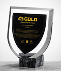 Custom Color Printing Solid Glass Trophy Holder Creative Company Annual Meeting Souvenir Luxury Wooden Crystal Medal