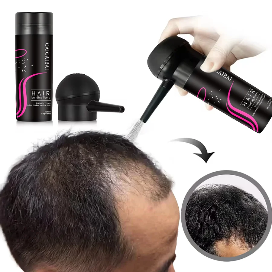 Custom Logo Organic Styling Keratin Hair Fibre Powder Spray Applicator Private Label Hair Building Fibers