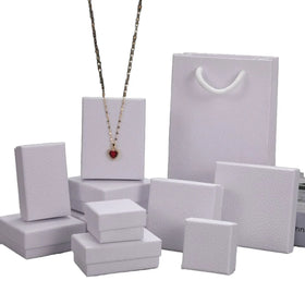 Simple White Jewelry Box Set Including Necklace & Ear Stud Ring Box for Packaging & Display