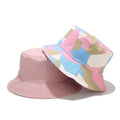 Top Sell Unisex Double Side Wear Reversible Tropical Printed Camouflage Pattern Black Bucket Hat