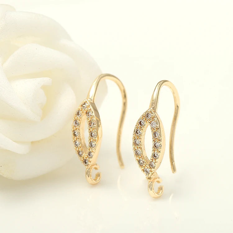 Wholesale Fashion Unique Design Jewelry Earrings Accessories 14K Gold Plated Zircon Earring Making Hook