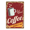 Wholesale 20 X 30 cm Coffee bar Retro Decorative Vintage Metal Craft Signs Wall Hanging Tin Signs Vintage Retro Poster