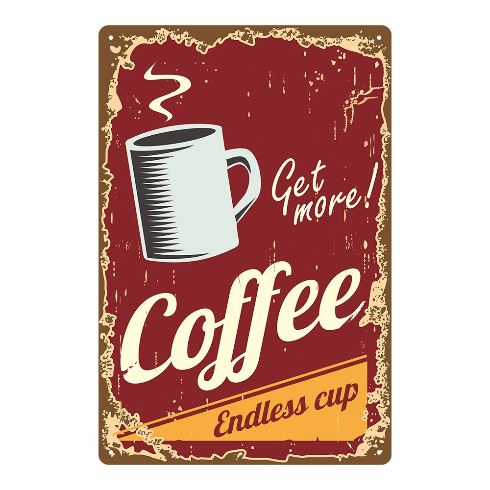 Wholesale 20 X 30 cm Coffee bar Retro Decorative Vintage Metal Craft Signs Wall Hanging Tin Signs Vintage Retro Poster