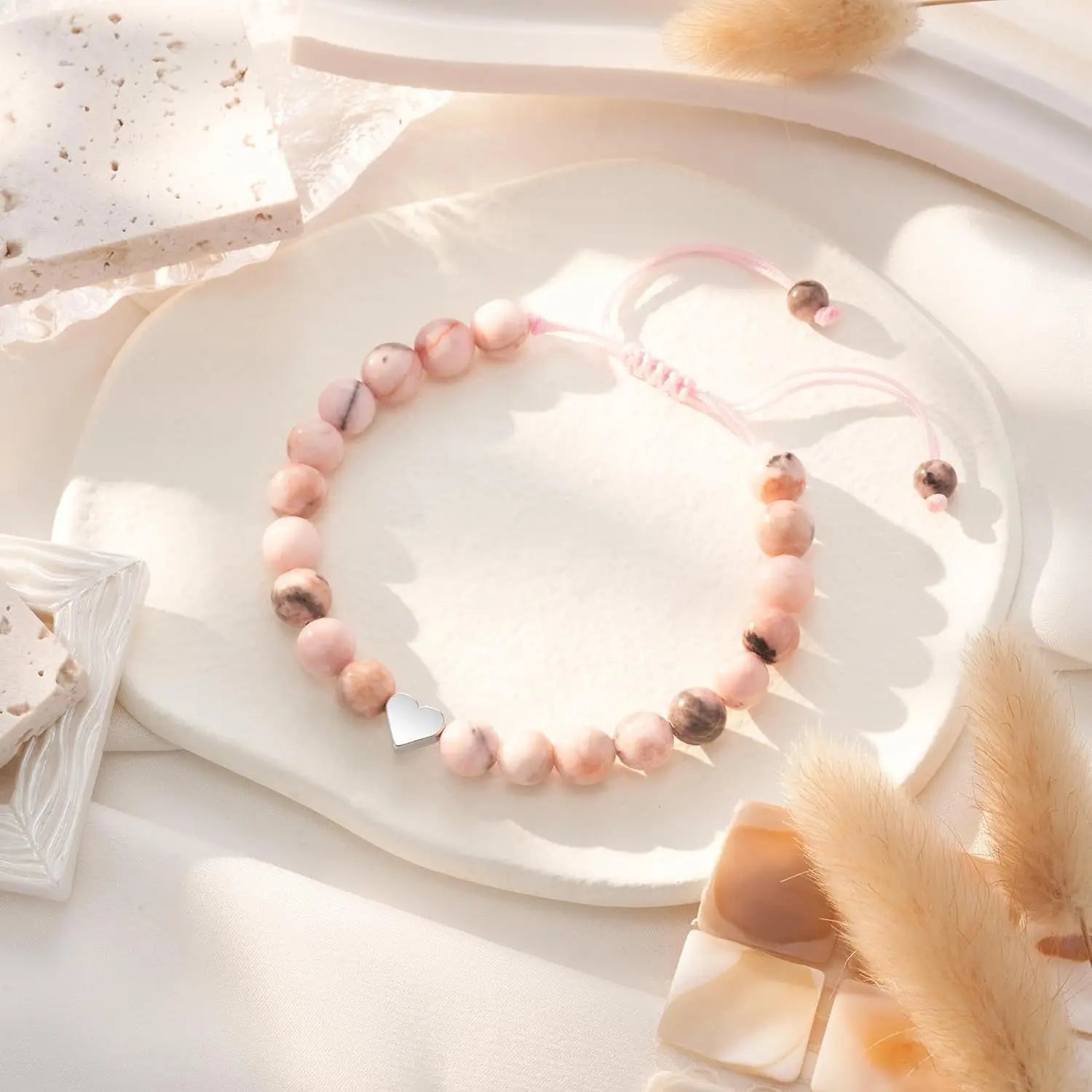 2025 New Hot Selling Hand Woven Zebra Rope Bracelet Natural Stone Powder Beaded for Couples and Best Friends Fashion Jewelry