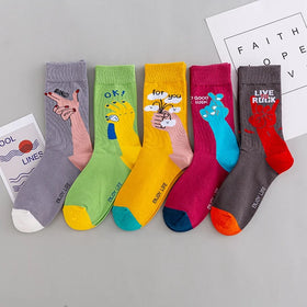 Wholesale Trending Cool Fun Graphic Socks Women Funky Novelty Funny Cotton Crew Socks