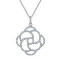 YH JEWELLERY Women's 925 Sterling Silver Cubic Zircon Flower Statement Pendants Rhodium Plated Necklace for Weddings