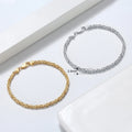 RINNTIN SB122 Handmade 14K Gold Plated 925 Sterling Silver Italian 2.5mm Flat Byzantine Bracelet
