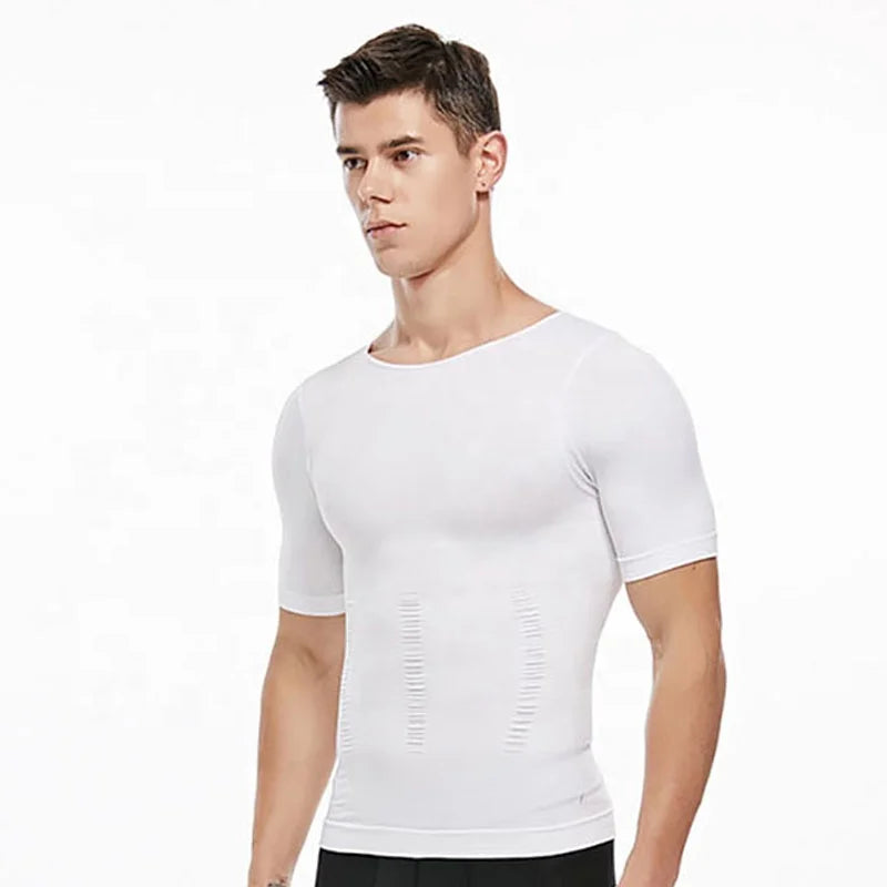 Anti Sweat White Mens Shaper Corset Shirt Slimming Body T Shirt Vest for Men Underwear Waist Trainer Compression Undershirt