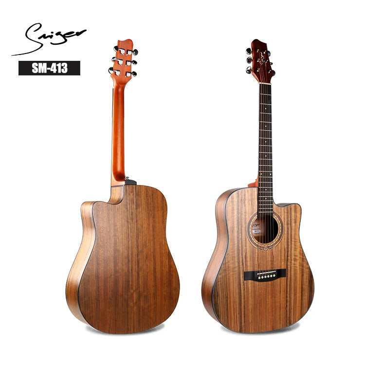 41 Inch Wholesale OEM Walnut Satin Finish Wooden Acoustic Guitar