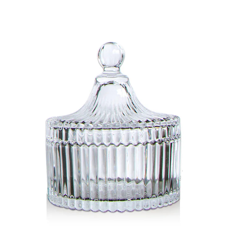 Luxury Exquisite Clear Glass Candle Jars with Lid Hot Sale Big Medium Small Sizes Luxury Glass Candle Container Holder Lanterns