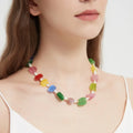 Colorful Opal Beads Chain Necklace Wind-Shaped Crystal Choker for Women Trendy Beach Style Wedding Jewelry Perfect Gift
