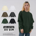 Wholesale Custom Print Fake-two-piece Long-sleeved T-shirt for Men Loose  Hip-hop Streetwear t Shirt Cotton 305 Grams t Shirt