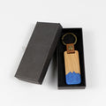 Personalized Rectangle Blank Resin Wood Keychain Laser Engraved Letter Wooden Tags Custom Logo Wood Keychain