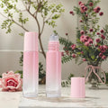 Portable 10ml Gradient Pink Glass Roller Bottle Cute Cylinder Roll-On Perfume Oils Packaging for Cosmetics
