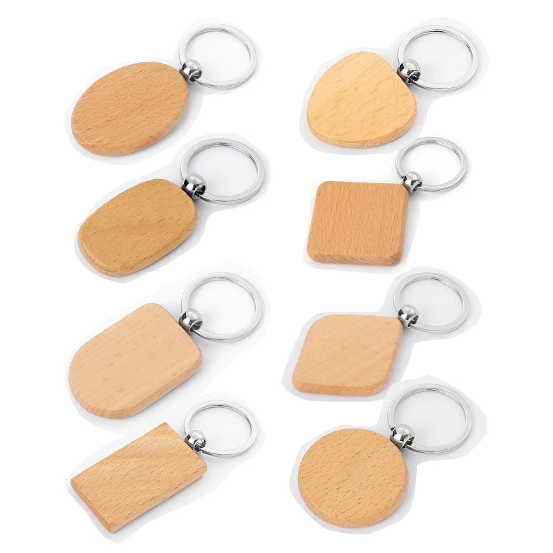 In-Stock ACE Wood Keychain Blank Custom DIY Engraved Bar Keychains LS20020 Series