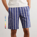 Custom Drawstring Striped Slub Flax Cotton Bermuda Linen Shorts for Men