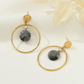Factory Customized Trendy Simple Stainless Steel 18k Gold Plated Pearl Disc Stone Hoop Earrings Unisex