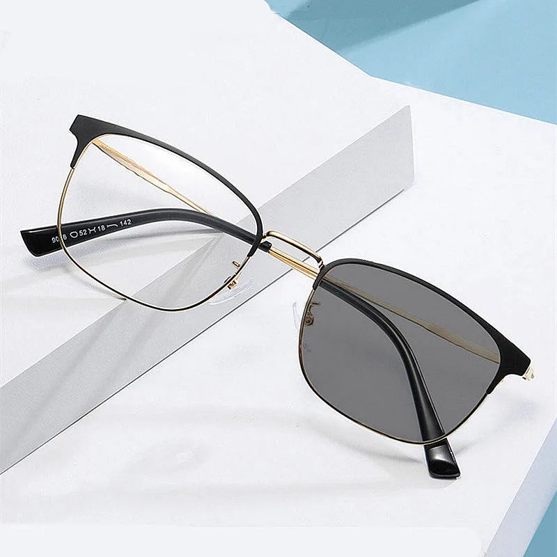 Custom Logo Wholesale Fashion Lens Change to Grey Eyeglasses Frames Computer Anti Blue Light Photochromic Glasses Men Women