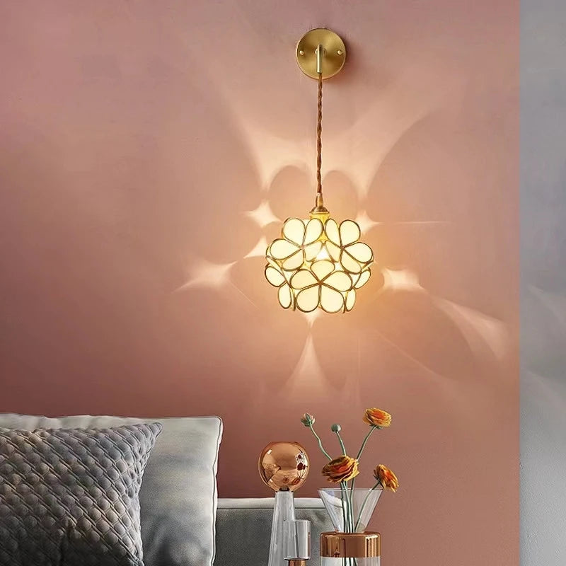 Europe Colorful Flower Glass Wall Lamp ModernLED Wall Light Indoor Lamp Restaurant Dining Room Bar Cafe Shop Lighting Fixtures