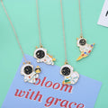Creative Science Kawaii Moon Planet Walk Astronaut Metal Chain Pendant Bookmark Mark of Page Decorative Stationery