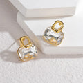 Classic Simple Design Women's Jewelry Stainless Steel Gold-plated Rhinestone Pendant Stud Earrings