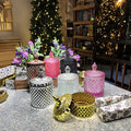 Wholesale  Luxury Geo Glass Candle Jar with Lid Rose Gold Empty Jars for Candle Making