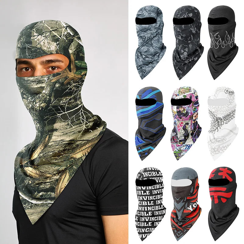 Custom Logo 1Hole Sublimation Print Windproof UV Protection Black Balaclava Long Face Mask Outdoor Ski Sports Winter Party Image