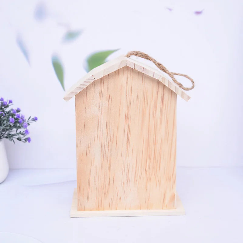 Home Decor Pine  Wood Outdoor Hanging  Toy Garden Rustic Decor Cheap Outside Wooden Bird House