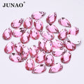 JUNAO 10*14mm 13*18mm Drop Rhinestones With Hole Sewing Crystals Stones Flat Back Gemstones for Jewelry