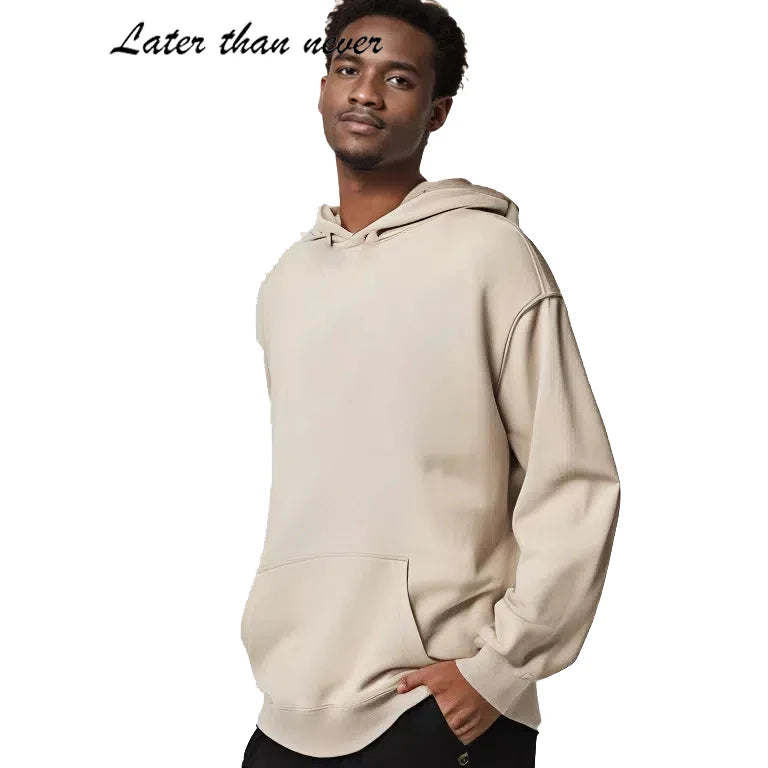 100% Cotton Men's Casual Hoodies with Embroidered Custom Logo Knitted Fabric Solid Hoody for Spring Hooded Sweat Shirts