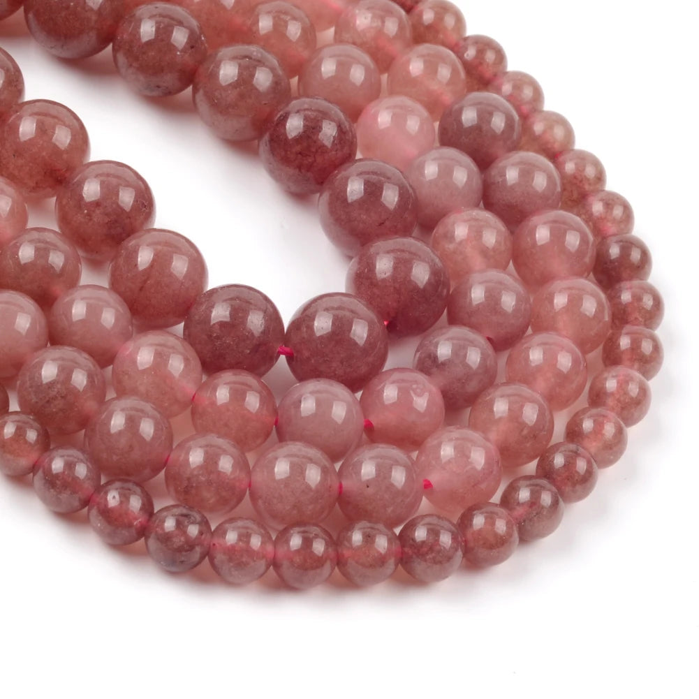 Wholesale Natural Strawberry Crystal Quartz Stone Beads for Jewelry Making 6 8 10mm Round Loose Spacer Beads