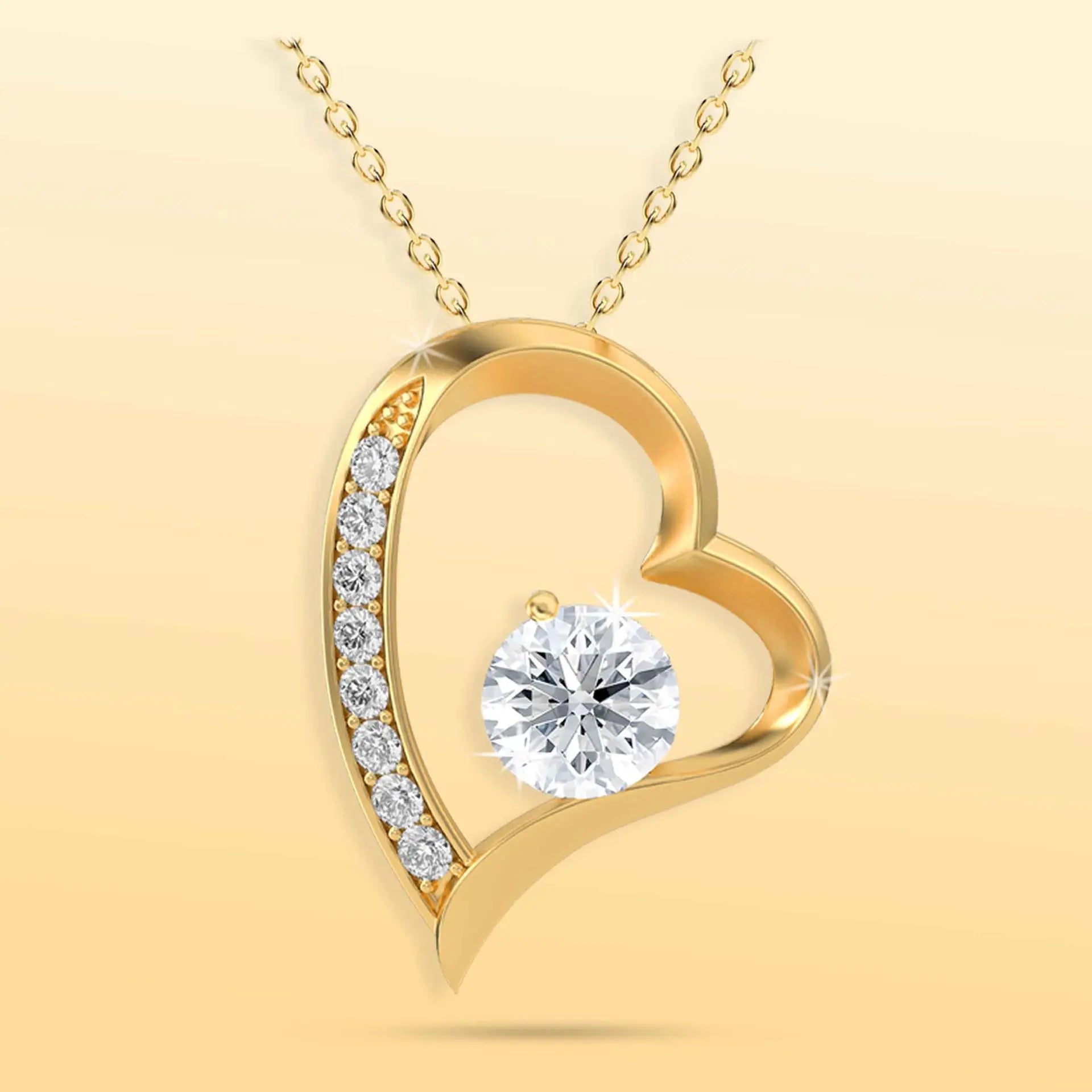 Classic 18k Gold Plated Stainless Steel Chain Trendy Zircon Heart Pendant Necklace Fashionable Valentine's Day  for Gift Women