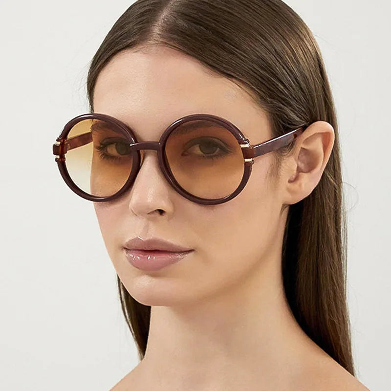 UNOC 2026 Vintage Retro Sunglasses Round Frame Fashion Eyewear Shades for Women and Men White PC Frame Acrylic Lenses